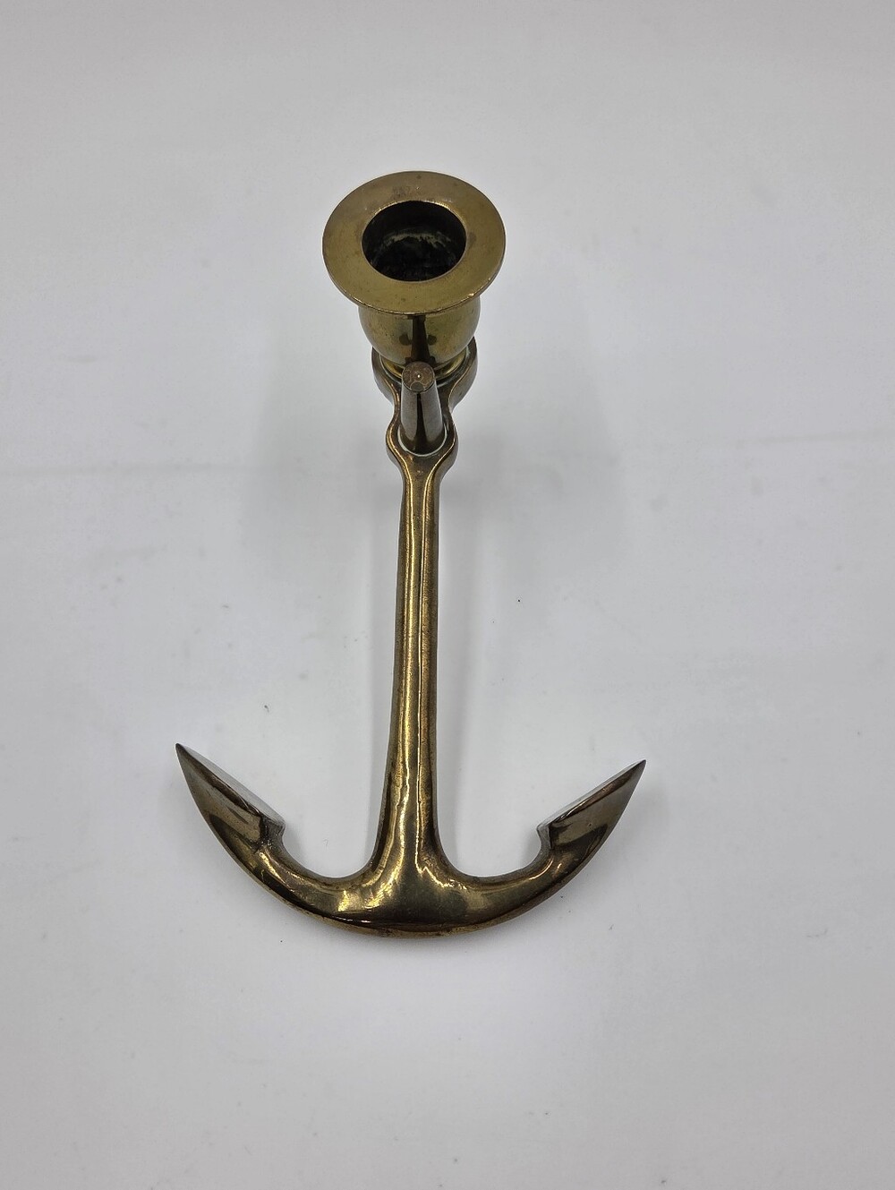 Vintage Nautical Anchor Brass Candlestick Holder. Brand unknown.